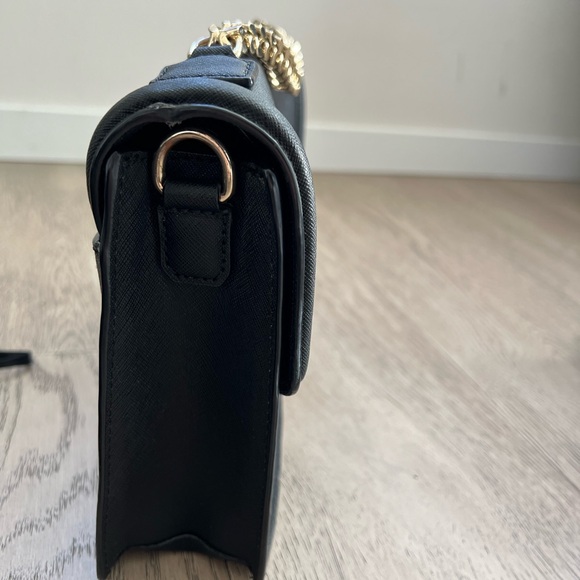 Karl Lagerfeld black leather crossbody and formal handbag with gold chain - Picture 4 of 6